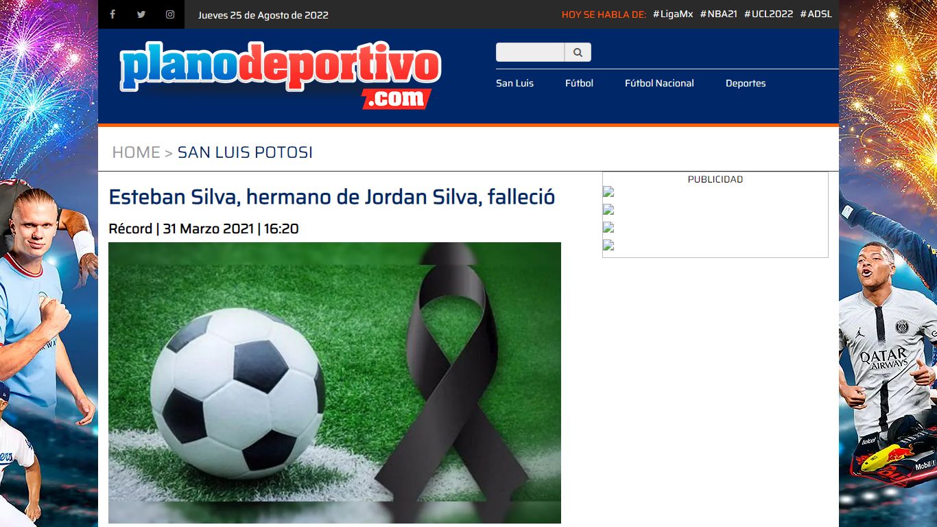 Plano Deportivo Esteban Silva, hermano de Jordan Silva, falleció